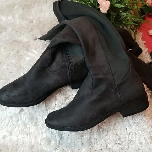 Rebel by Zigi Women's Round Toe‎ Knee High Fashion Dark Grey Size 8.5