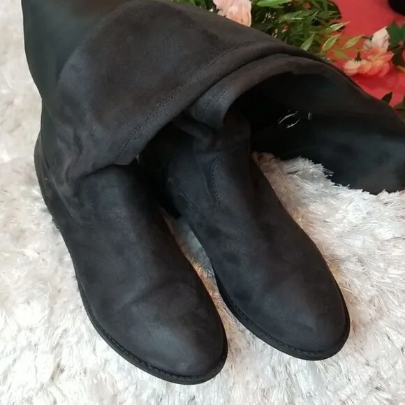 Rebel by Zigi Women's Round Toe‎ Knee High Fashion Dark Grey Size 8.5