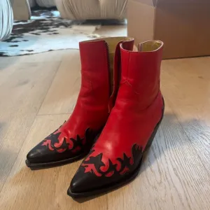 Red and Black Women's Ankle Boots