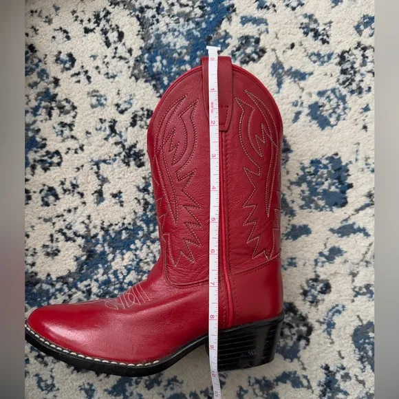 Red leather cowboy boots NWOT