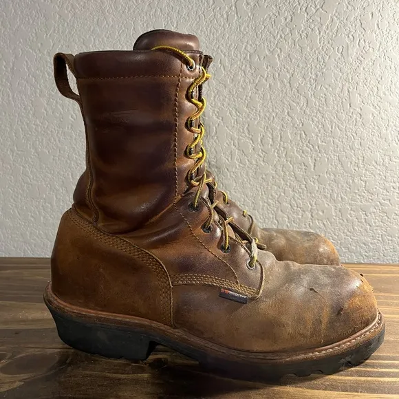 Redwing Mens Logger Max Brown Leather Boots 4420 Steel Toe Sz 11.5D Waterproof