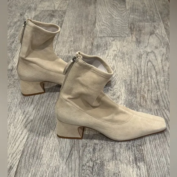 Reformation suede Remington stretch ankle boots in Fawn