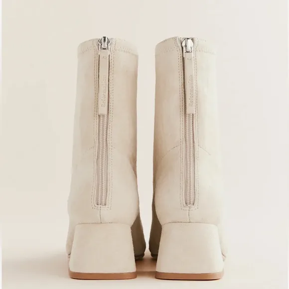 Reformation suede Remington stretch ankle boots in Fawn