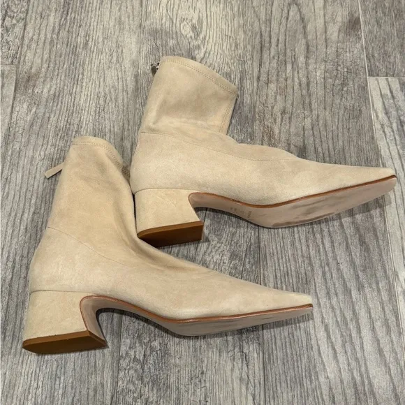 Reformation suede Remington stretch ankle boots in Fawn