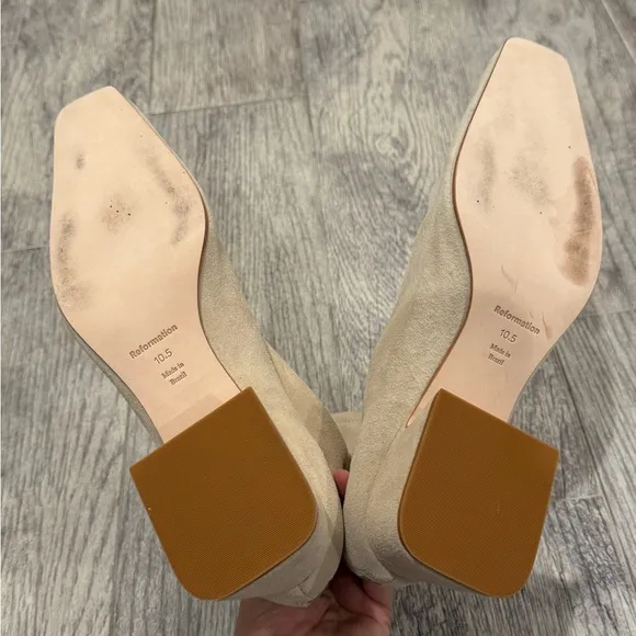 Reformation suede Remington stretch ankle boots in Fawn