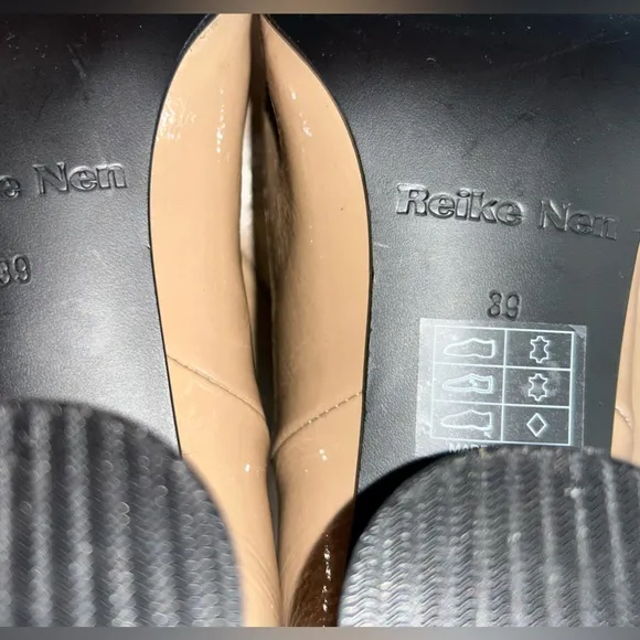 REIKE NEN Women's Boots in Taupe Patent Leather, Round 2.5” Heel Size 39 NWOT