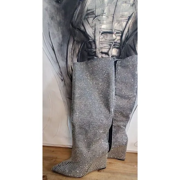 Rhinestone wedge boots