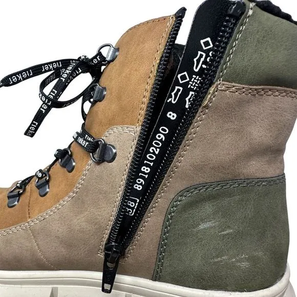 Rieker Boots X3404-90 Warmlined Lace Up Boot Womens 8 Waterproof Chunky Platform
