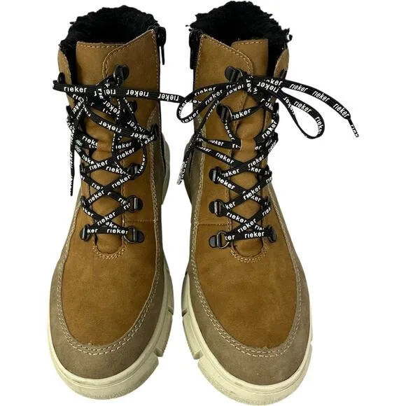 Rieker Boots X3404-90 Warmlined Lace Up Boot Womens 8 Waterproof Chunky Platform