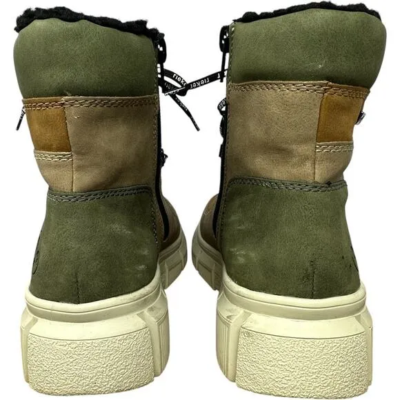 Rieker Boots X3404-90 Warmlined Lace Up Boot Womens 8 Waterproof Chunky Platform