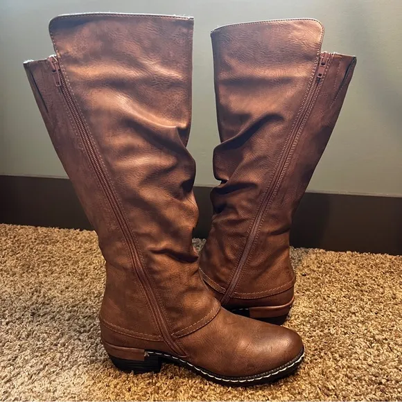 Rieker Brown Riding Boots with Sherpa Lining, Size 6 US or Size 37 EU
