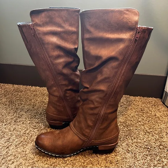 Rieker Brown Riding Boots with Sherpa Lining, Size 6 US or Size 37 EU