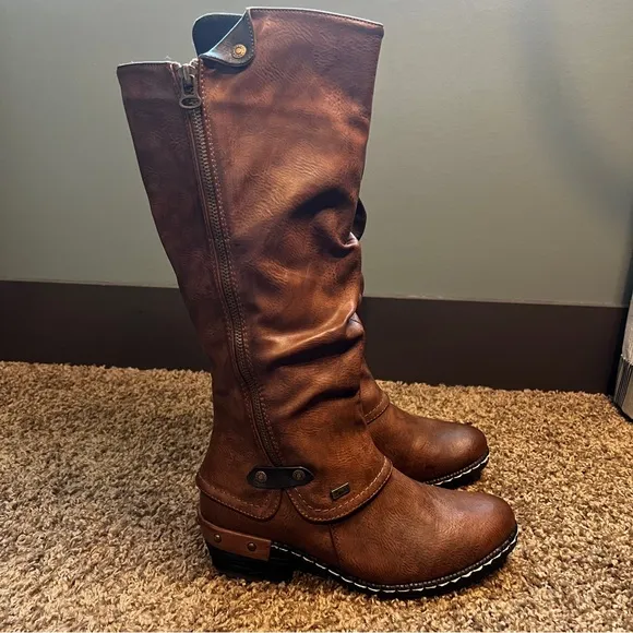 Rieker Brown Riding Boots with Sherpa Lining, Size 6 US or Size 37 EU
