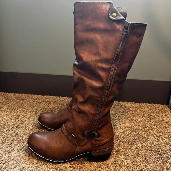 Rieker Brown Riding Boots with Sherpa Lining, Size 6 US or Size 37 EU