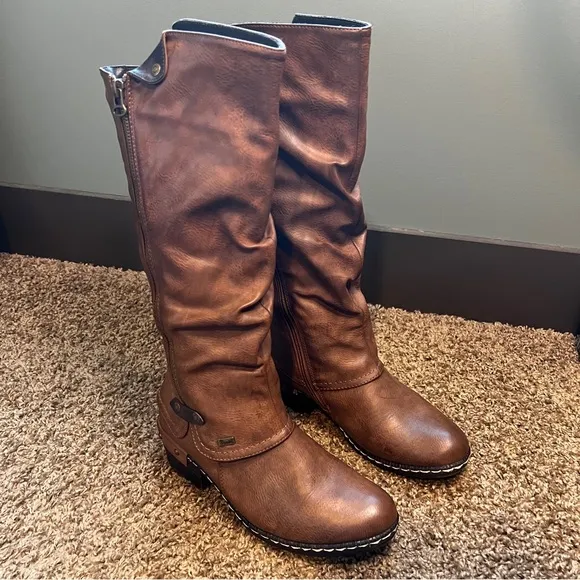 Rieker Brown Riding Boots with Sherpa Lining, Size 6 US or Size 37 EU