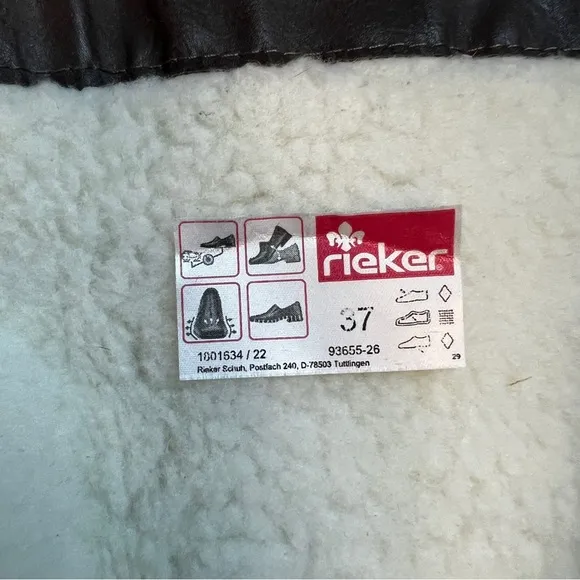 Rieker Brown Riding Boots with Sherpa Lining, Size 6 US or Size 37 EU