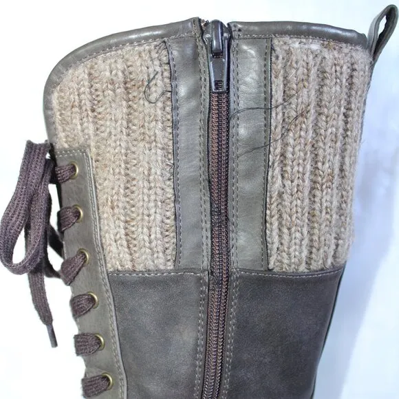 Rieker Women's Size 38(7.5 US) Brown Waterproof Knit Wool Collar Tall Boots