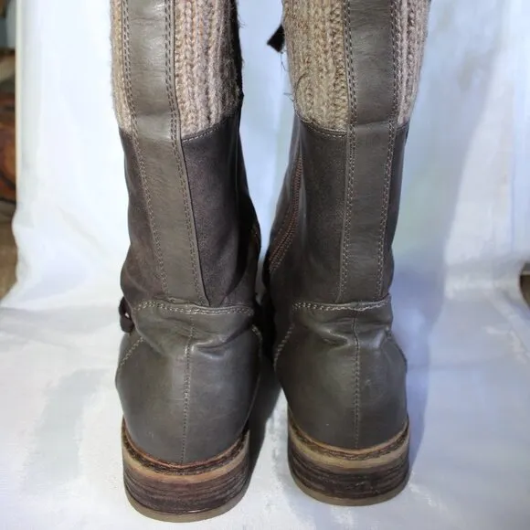 Rieker Women's Size 38(7.5 US) Brown Waterproof Knit Wool Collar Tall Boots