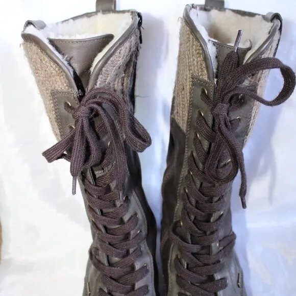 Rieker Women's Size 38(7.5 US) Brown Waterproof Knit Wool Collar Tall Boots