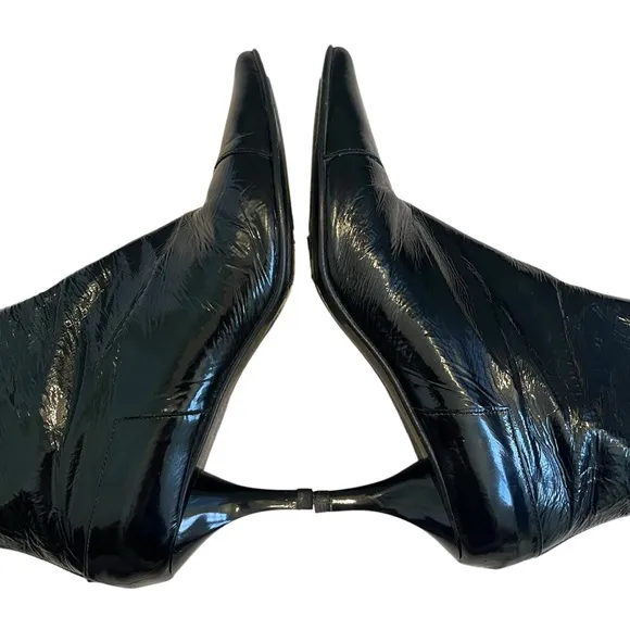 Robert Clergerie Patent Leather Pointy Toe Ankle Boots, Sz 7