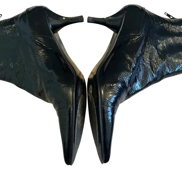 Robert Clergerie Patent Leather Pointy Toe Ankle Boots, Sz 7