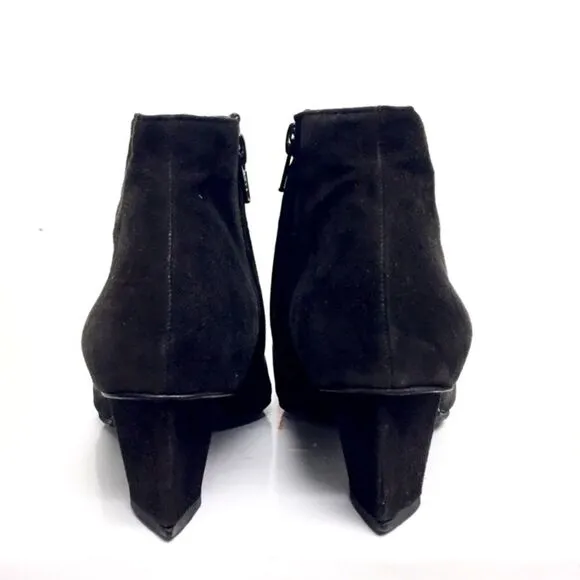 ROBERT CLERGERIE Paris Suede Ankle Boot Heel Black 6.5
