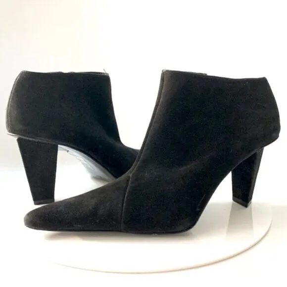 ROBERT CLERGERIE Paris Suede Ankle Boot Heel Black 6.5