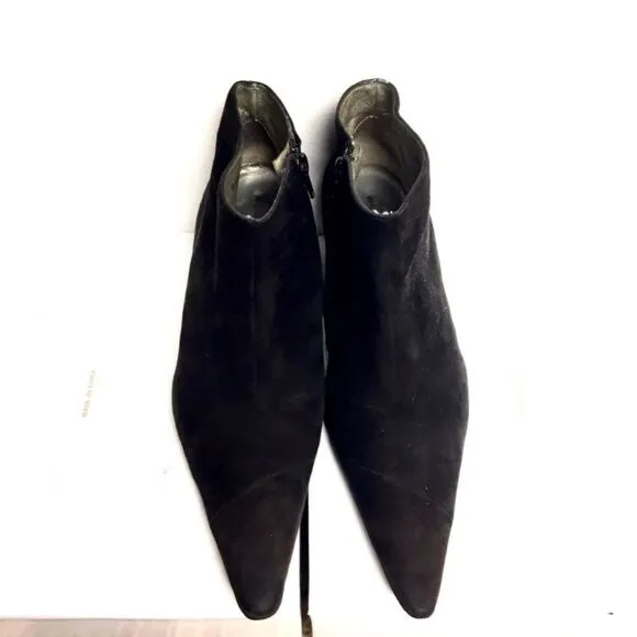 ROBERT CLERGERIE Paris Suede Ankle Boot Heel Black 6.5