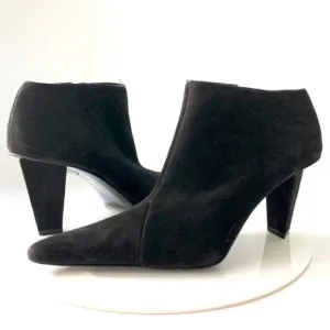 ROBERT CLERGERIE Paris Suede Ankle Boot Heel Black 6.5