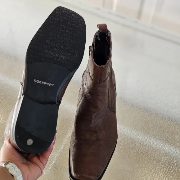 Rockport 12 Men's Brown Leather Square Toe Boots