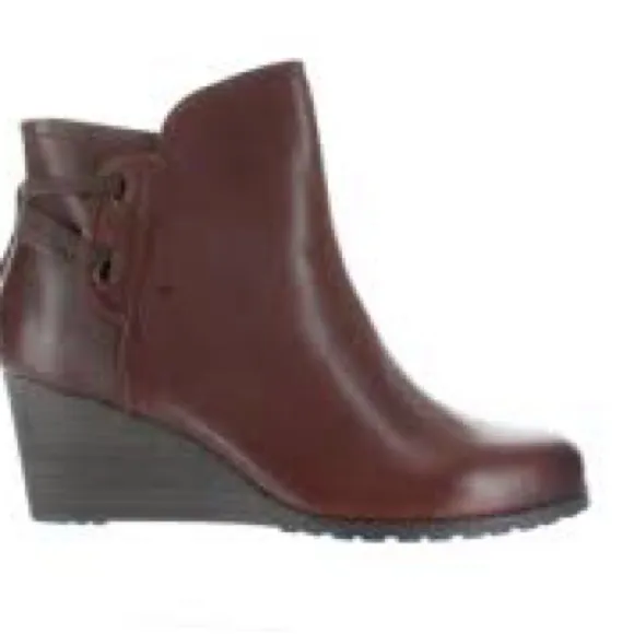 ROCKPORT COBB HILL LUCINDA LEATHER WEDGE TIE BACK ANKLE BOOTIES NWT SZ 7.5