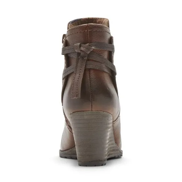ROCKPORT COBB HILL LUCINDA LEATHER WEDGE TIE BACK ANKLE BOOTIES NWT SZ 7.5