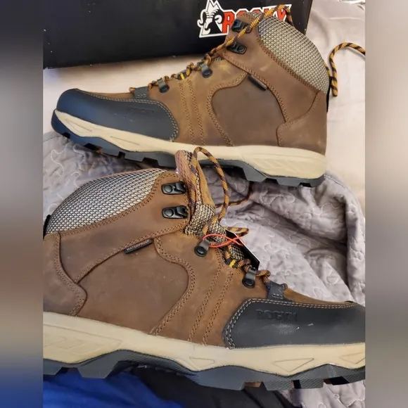 Rocky Brown Boots with High-Top Design and Padded Collar