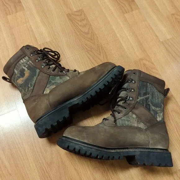 Rocky Gore Tex Hunting Boots Mens 10 M Brown Leather Suede Mossy Oak Camo