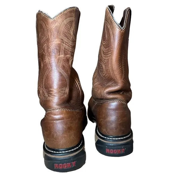 Rocky Original Ride Branson Roper Waterproof Western Pull On Boots Men’s Size 10