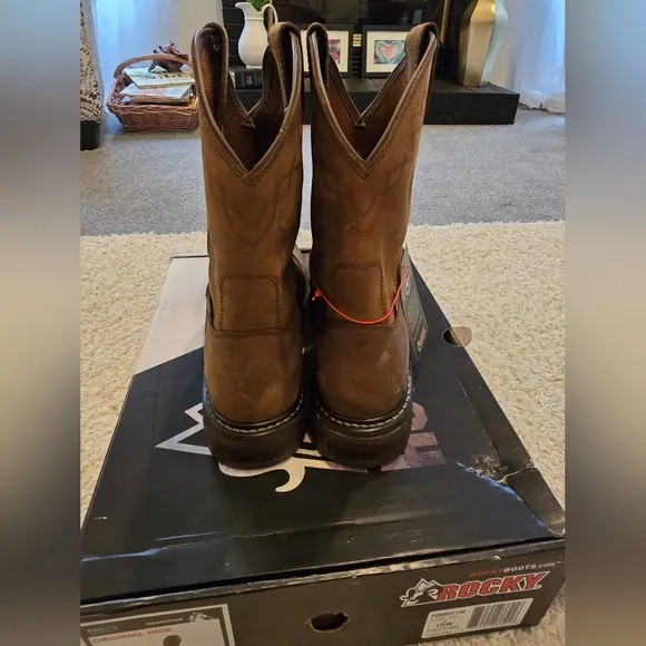 Rocky Original Ride Brown Leather Men's Boots Size 10W NIB
