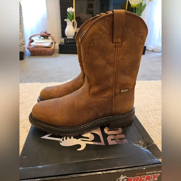 Rocky Original Ride Brown Leather Men's Boots Size 10W NIB