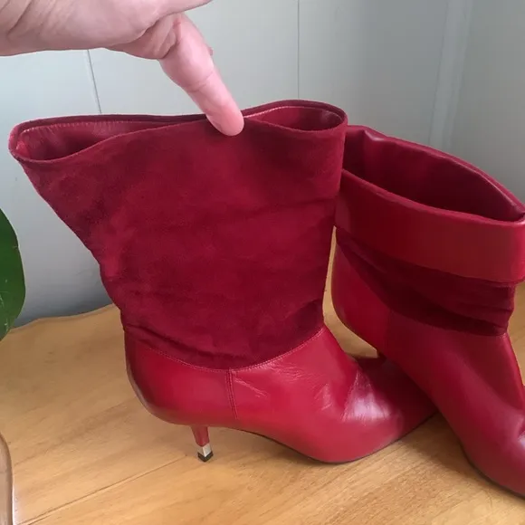 Rodolphe Menudier Red Leather High Heeled Stiletto Boots GUC Size 38 EU 7 US