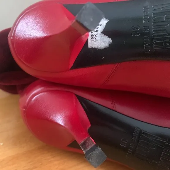 Rodolphe Menudier Red Leather High Heeled Stiletto Boots GUC Size 38 EU 7 US