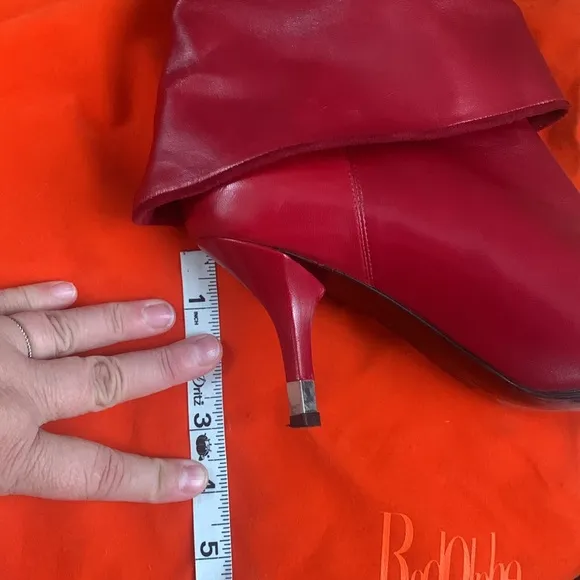 Rodolphe Menudier Red Leather High Heeled Stiletto Boots GUC Size 38 EU 7 US