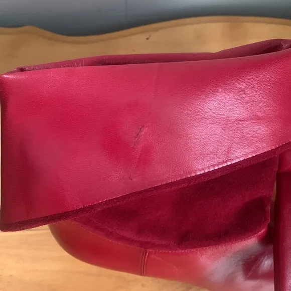 Rodolphe Menudier Red Leather High Heeled Stiletto Boots GUC Size 38 EU 7 US