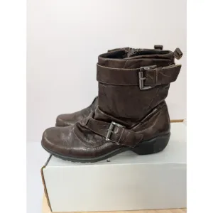 Romika Brown Leather Slouch Zip Buckle Ankle Fashion Boots Womens 6-6.5 EU 37