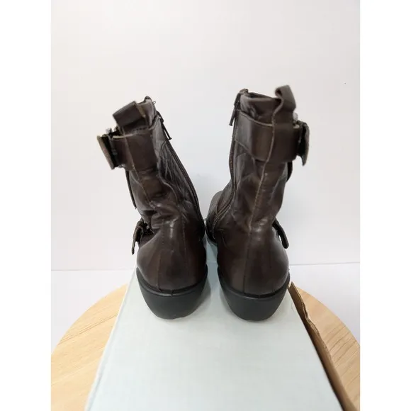 Romika Brown Leather Slouch Zip Buckle Ankle Fashion Boots Womens 6-6.5 EU 37