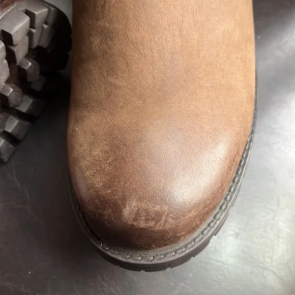 Ross &amp; Snow Brown Boots- Women Cristiana Espresso Leather Biker Shearling Boots