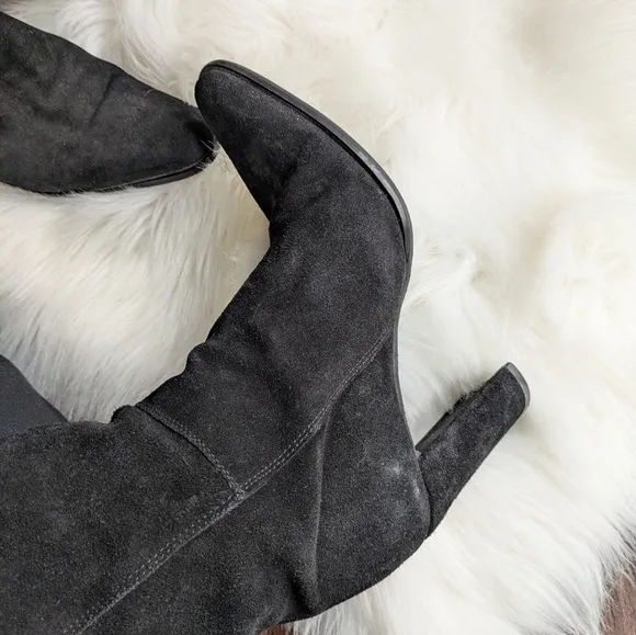 Russell And Bromley Black Suede Women's Calf Riding Boots Size 38.5 / 7.5 Pointy