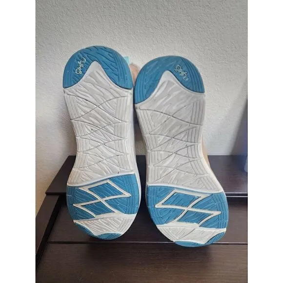 Ryka Aubonne tan and turquoise boots 9.5