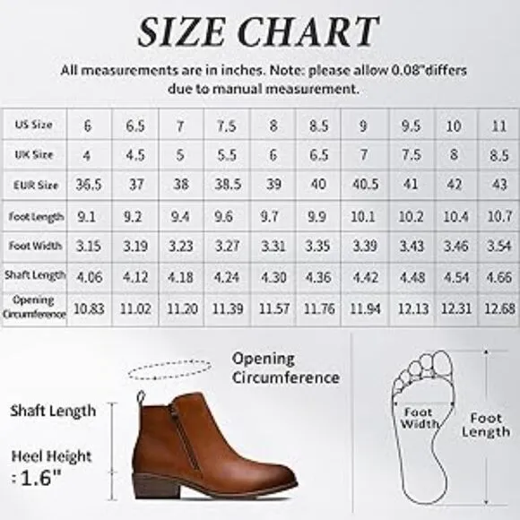 (S-3532)  Jeossy Women's Ankle Boots Thick Heel Sz 6
