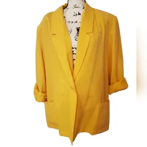 Sag Harbor | Vintage Lemon Yellow Blazer w Shoulder Pads - Size 24W