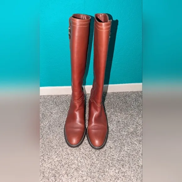 Salvatone Ferragamo Women's Brown Leather Riding Boots