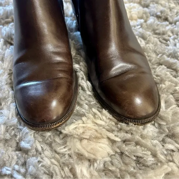 Salvatore Ferragamo Leather Belted Boots in Dark Brown size 4.5